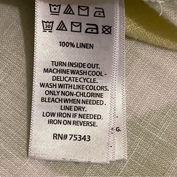 100% Linen Rachel Zoe Shirt Multicolor Size 2X Cap Sleeves Round Neck Pullover - Picture 8 of 8